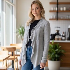 Line  - Designer Chic Light Gray Women's Cardigan - Size M